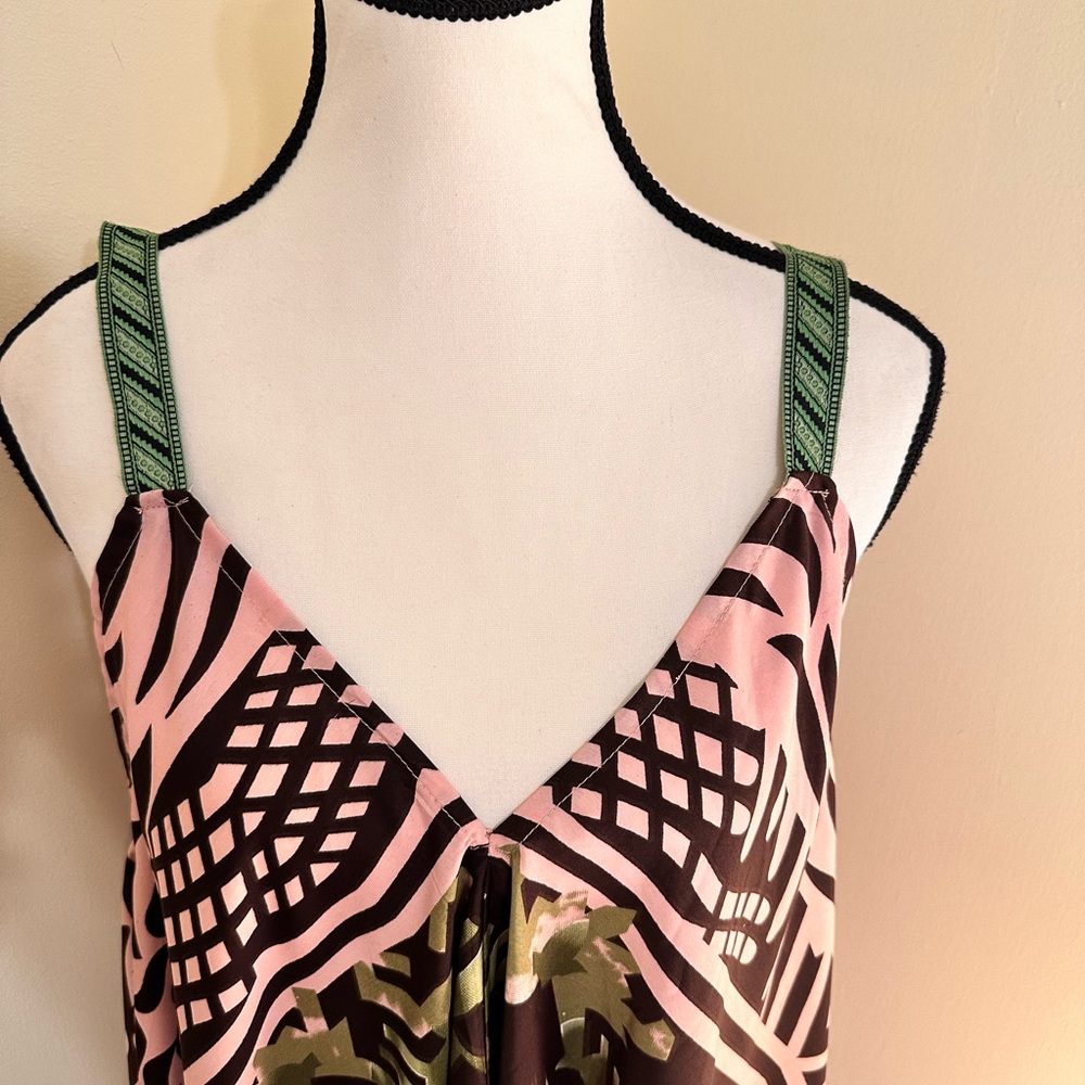 Chic Pink and Brown Patterned Dress